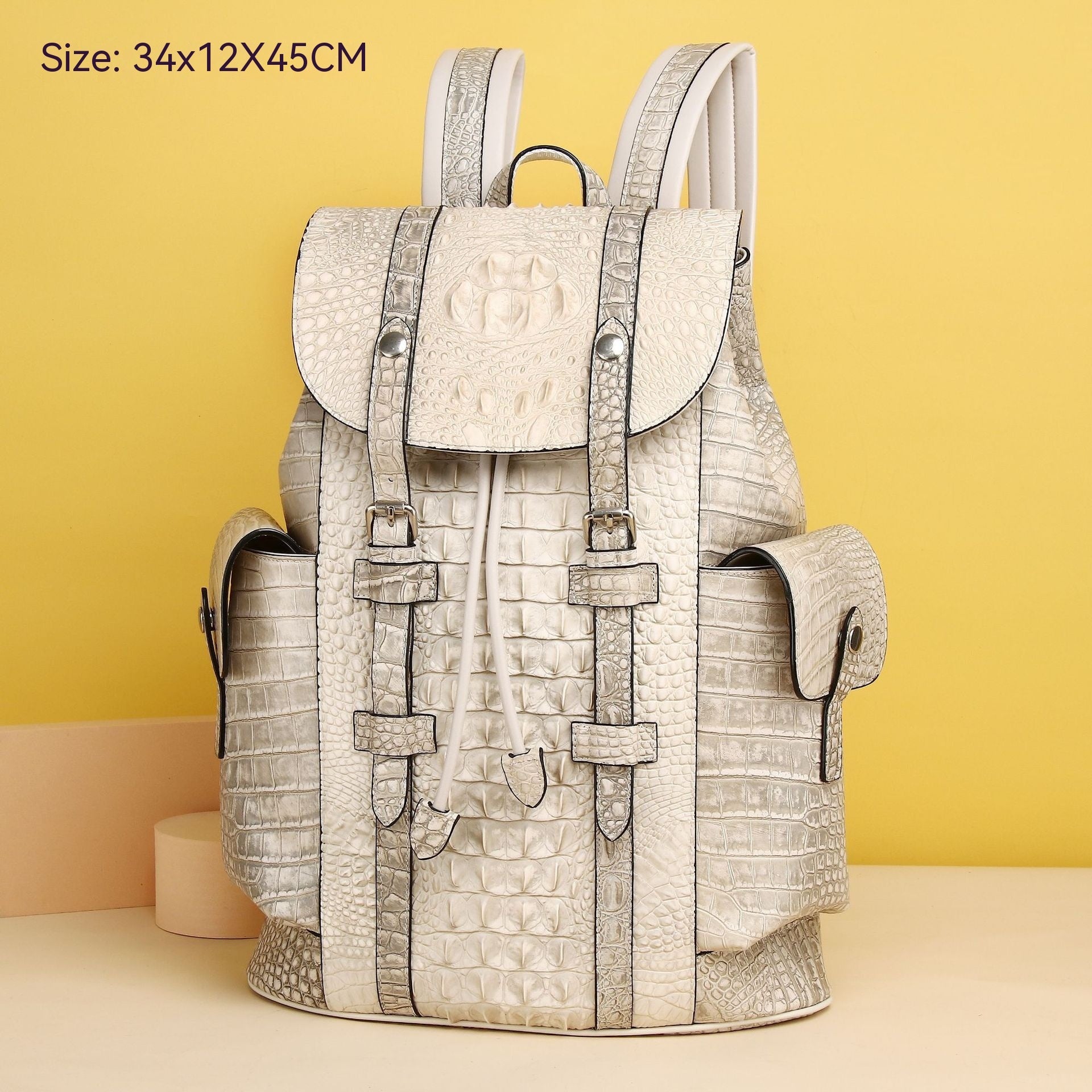 Sac de voyage extérieur pour hommes et femmes en cuir véritable blanc himalayen