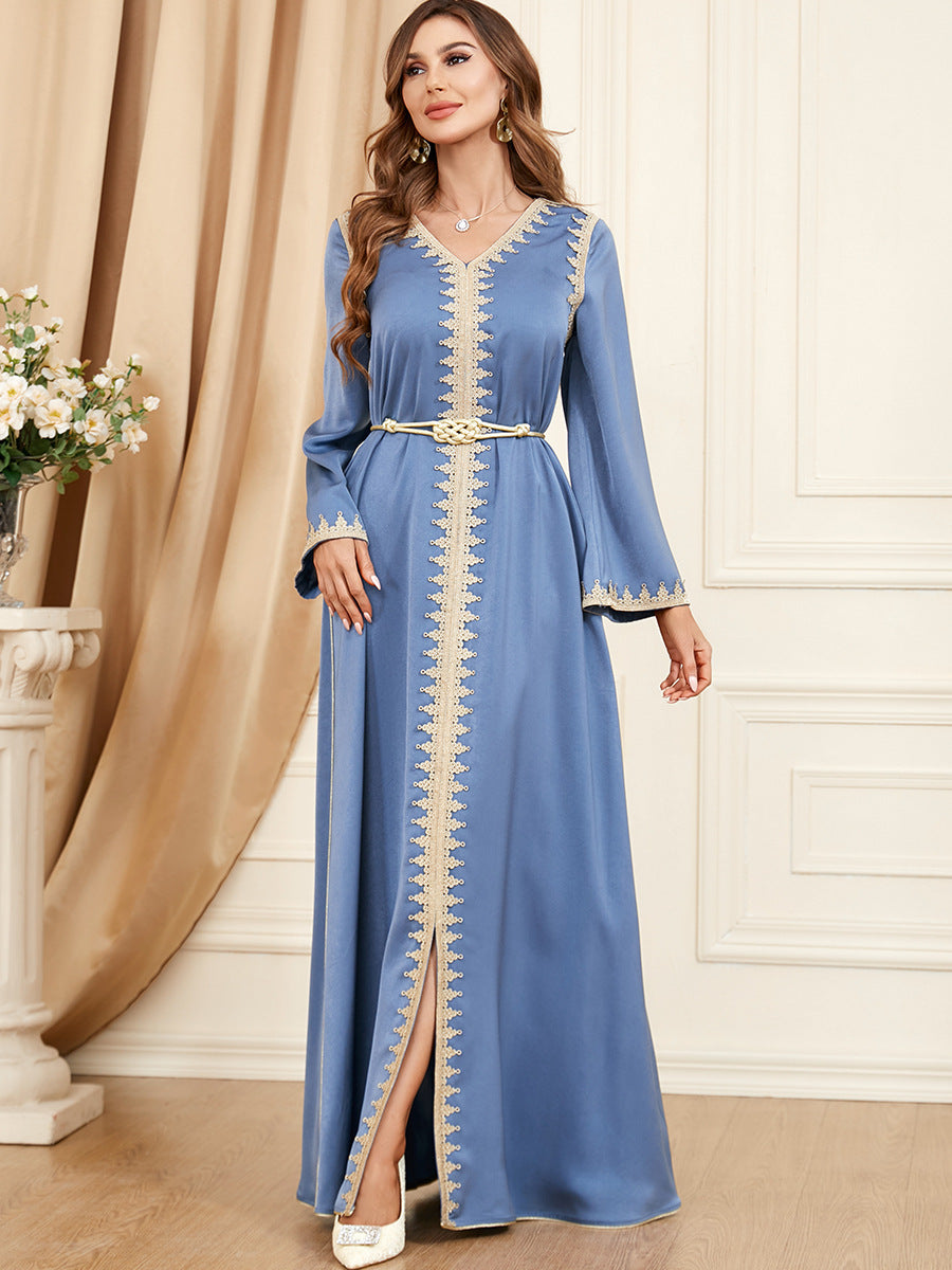 Fashion Spring And Autumn Stitching Arab Women's Clothing Dress