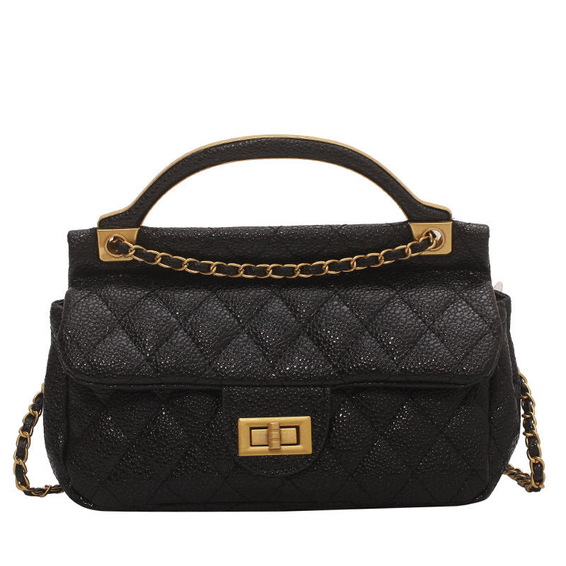 Rhombus Chain Small Square PU Bag in Black, Beige & Green
