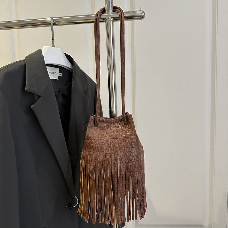Soft PU Leather Women's Tassel Small Satchel Bag