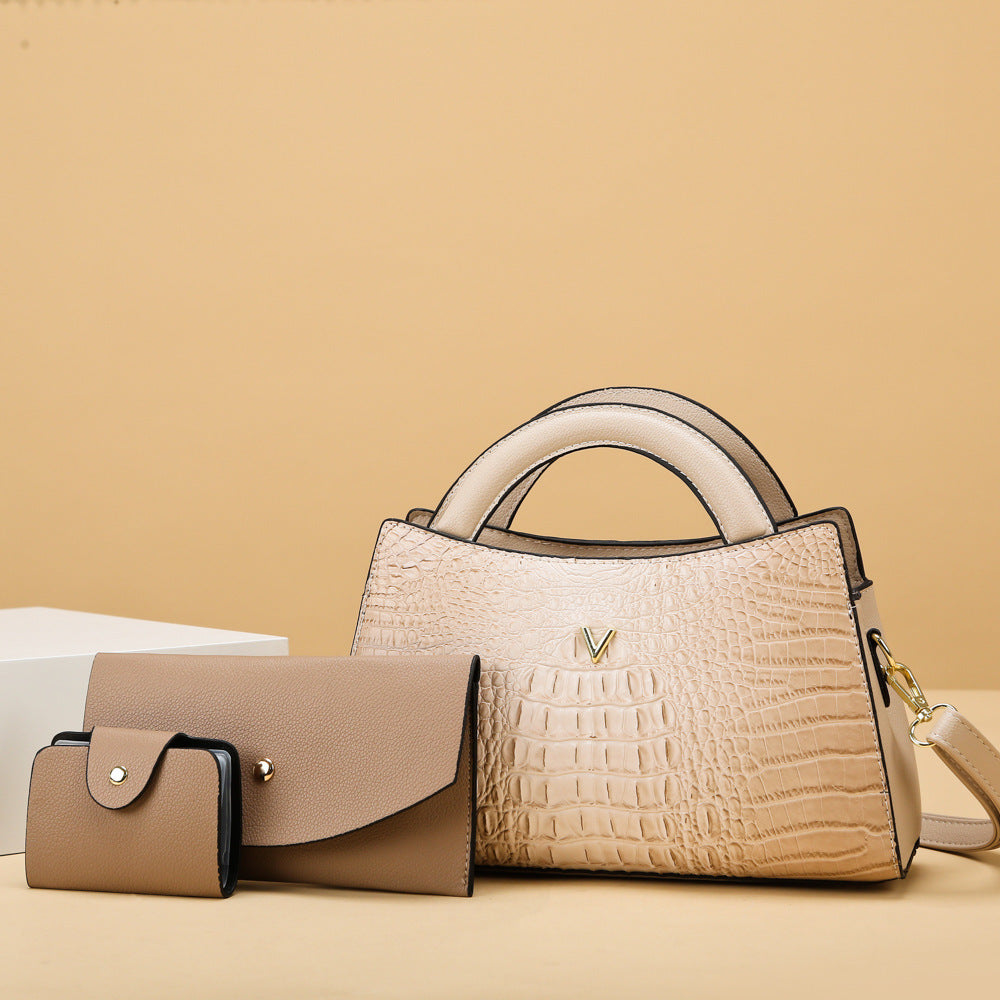 Sac à bandoulière en cuir PU motif crocodile pour femme