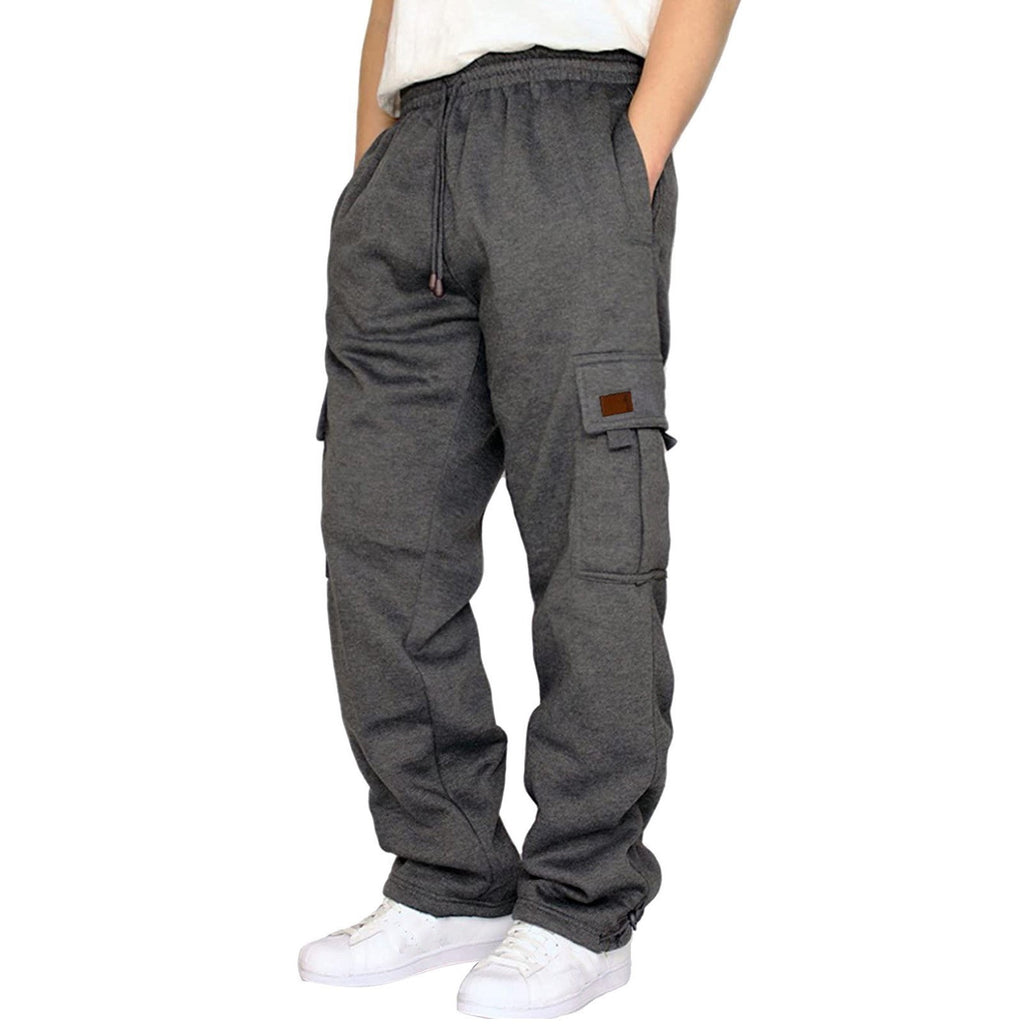 Men's Loose Cargo Trousers Mid Waist Polyester
