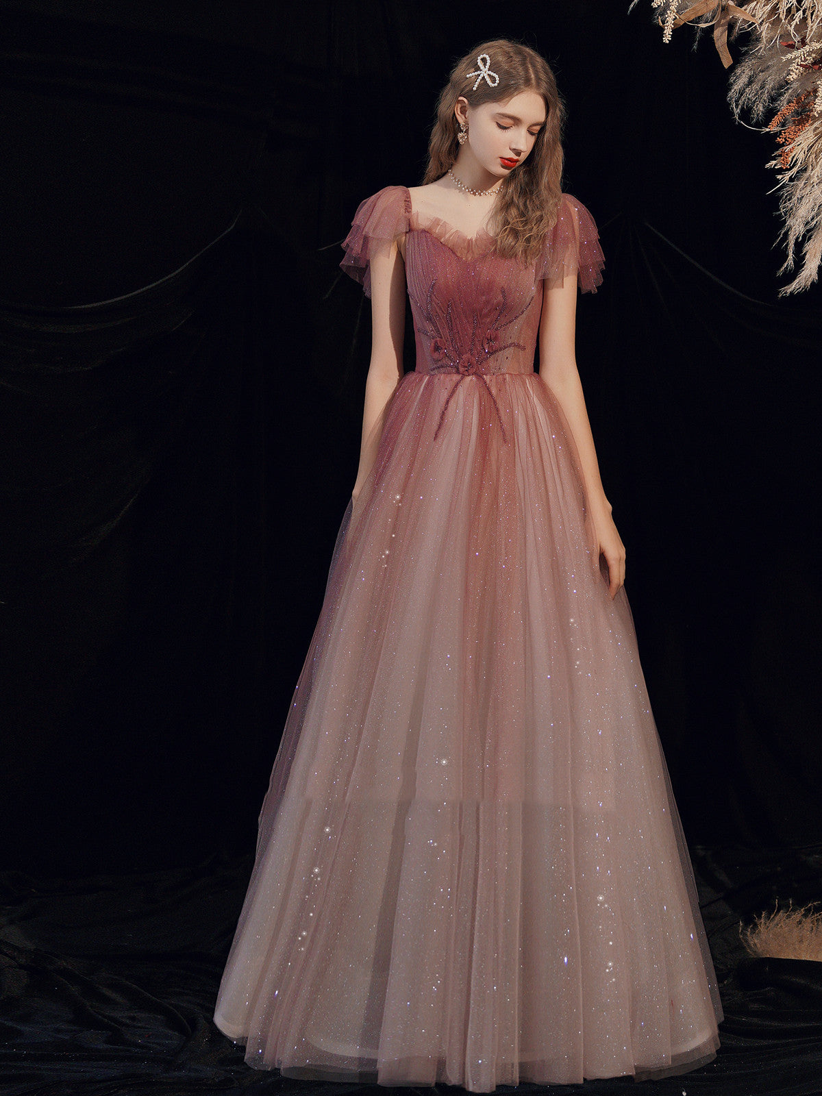 Robe de mariée coréenne dégradée rouge avec bandage pour femmes, tailles XS-L