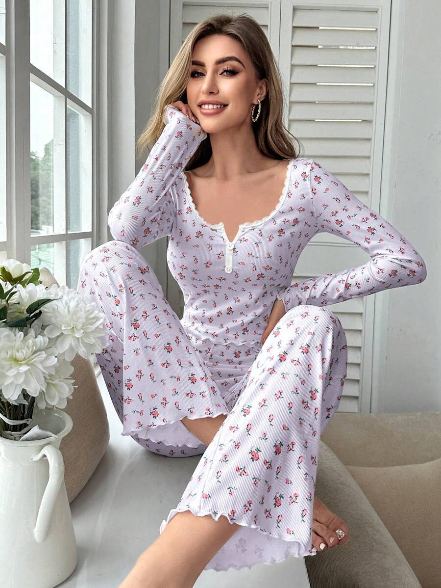 Personalized Lace Two-Piece Suit for Women - Pink, Beige, Light Purple, White, S-XL