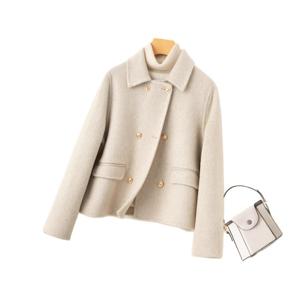 Double-Sided Women's Short Wool Overcoat Small Size