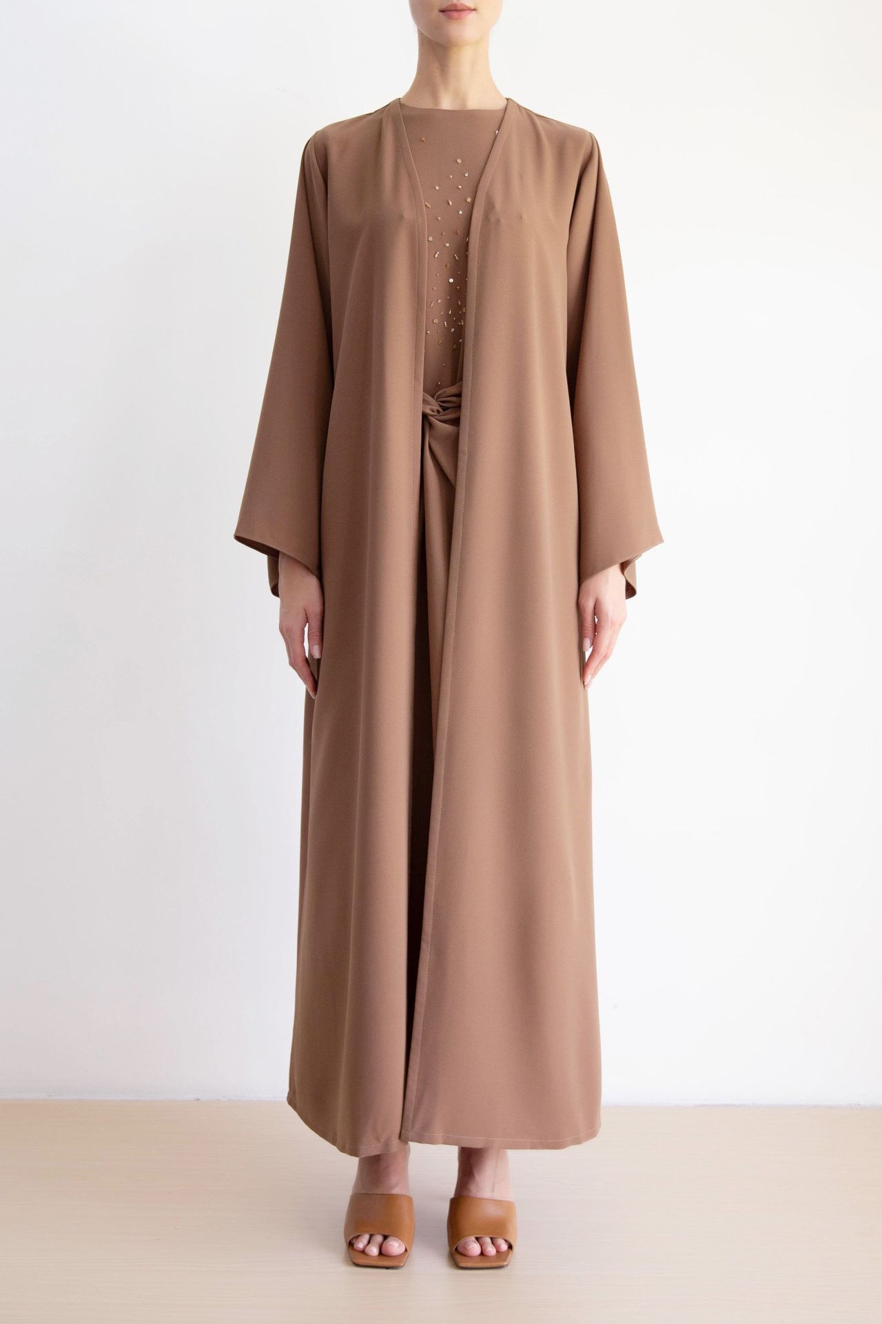 Muslim Women's Solid Color Fashion Beaded Three Piece Suit