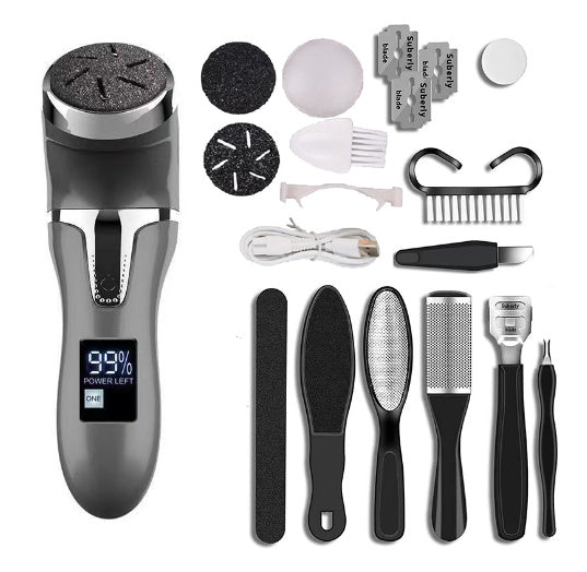 LCD Digital Electric Foot Scrubber Vacuum Cleaner for Pedicure Exfoliating