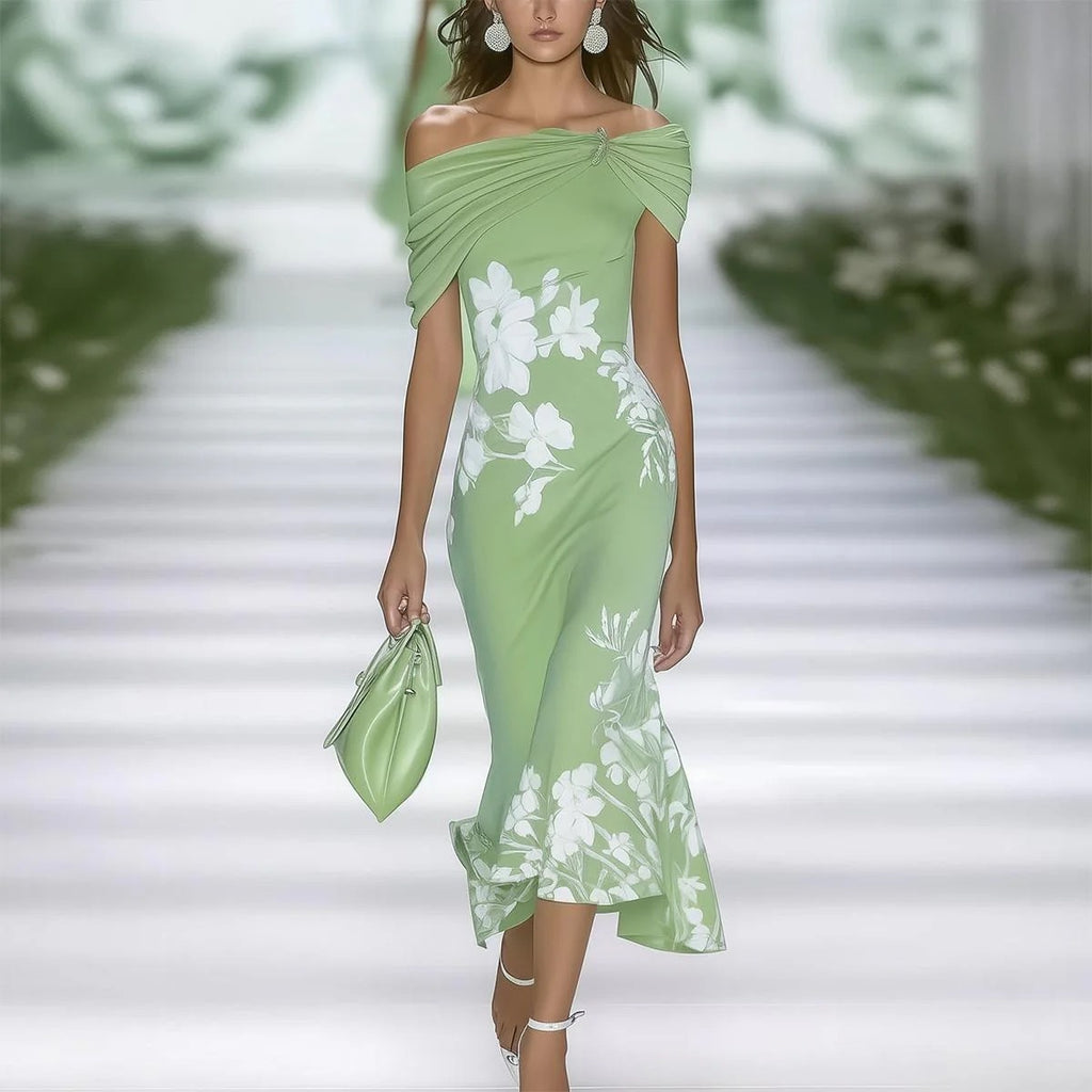 Élégante Robe Longue Imprimée pour Fête au Travail et Vacances