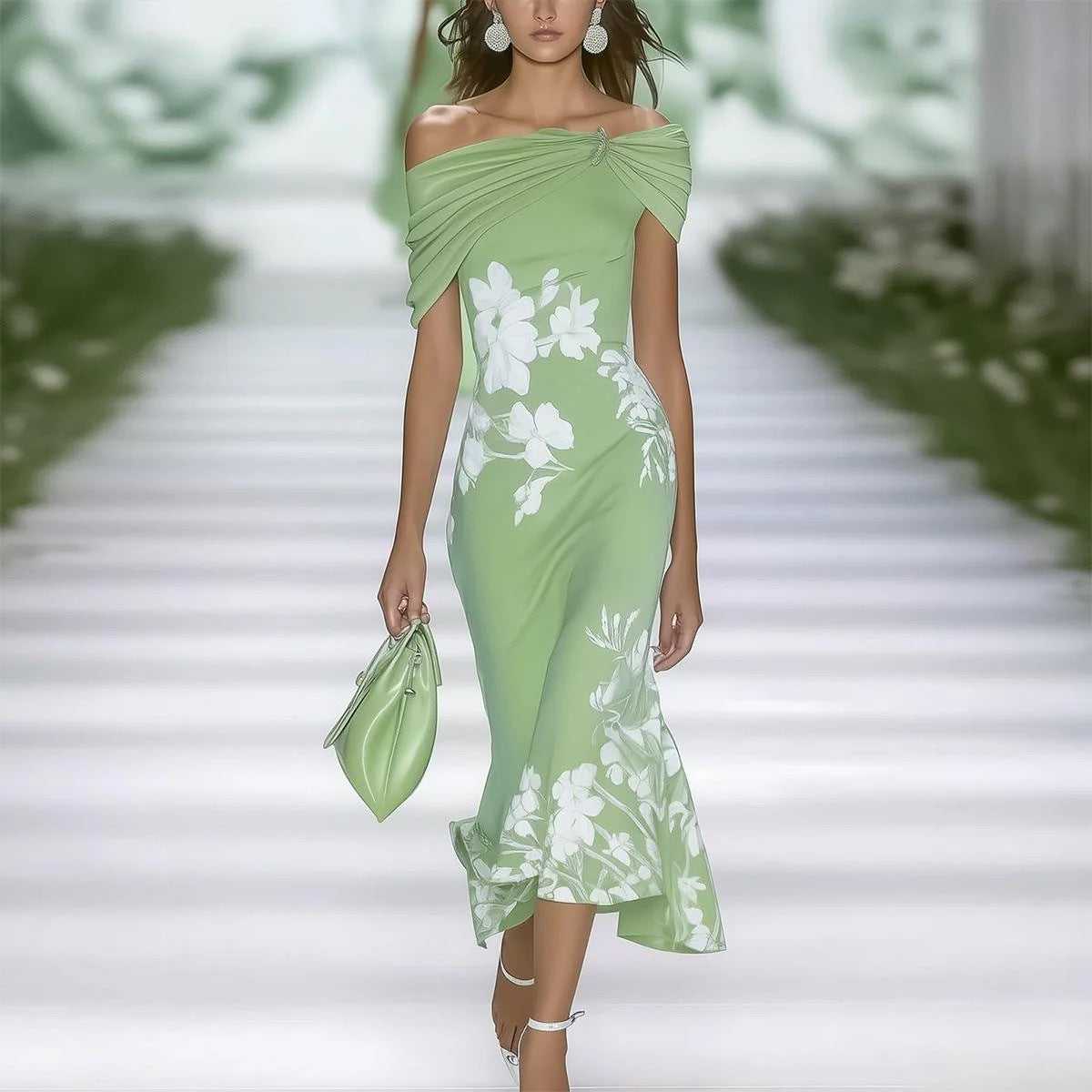 Élégante Robe Longue Imprimée pour Fête au Travail et Vacances