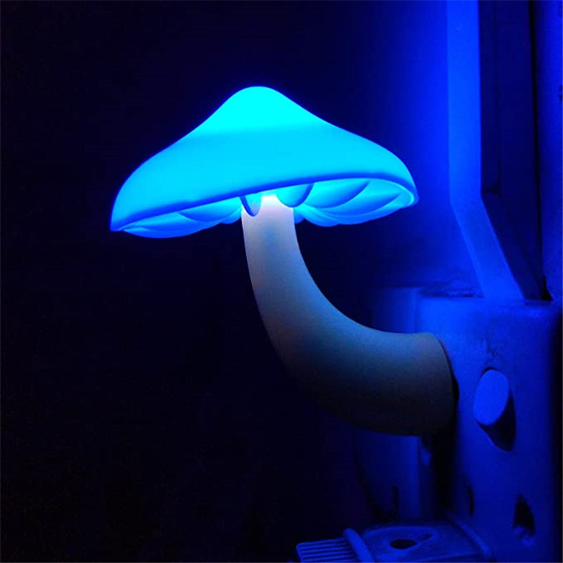 Mushroom LED Night Light with Sensor Warm White EU US Plug Wall Socket Lamp