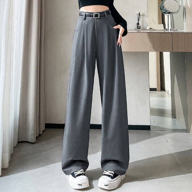 Spring Autumn High-End Loose Straight-Leg Pants for Slimming and Hip Coverage