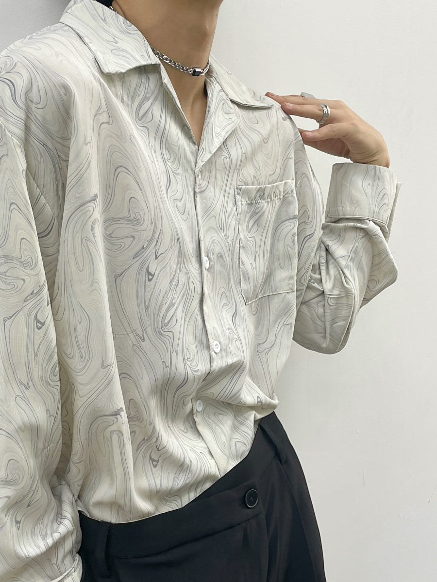 Men's Vintage Wavy Short Sleeve Shirt Polyester