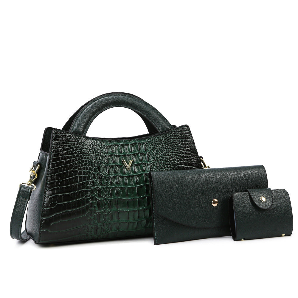 Sac à bandoulière en cuir PU motif crocodile pour femme