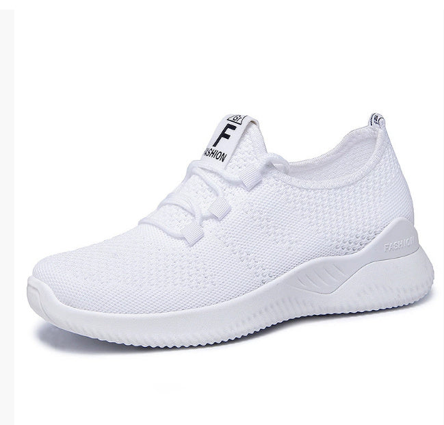 Chaussures de sport compensées à bout rond et talon bas en maille pour femme