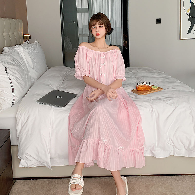 Sexy Summer Nightdress for Women in Princess Pink, White & Caramel, Sizes M-2XL