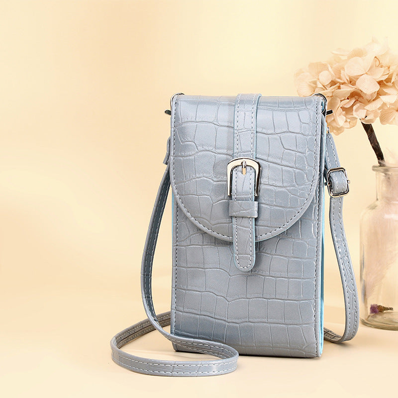 Custom Leather Medium Square Shoulder Bag with Buckle for Mobile Phone
