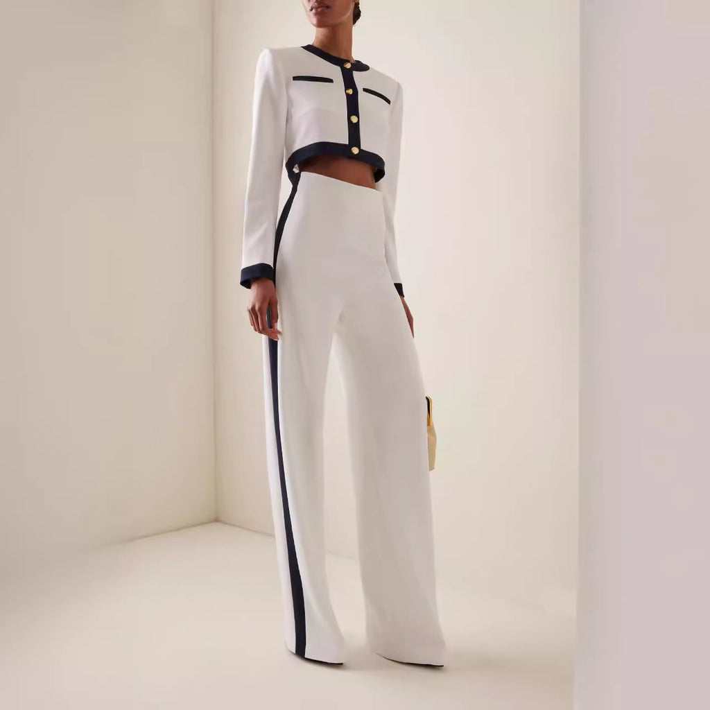 Women's Office Wear Suit Set with Long Sleeve Top and Trousers