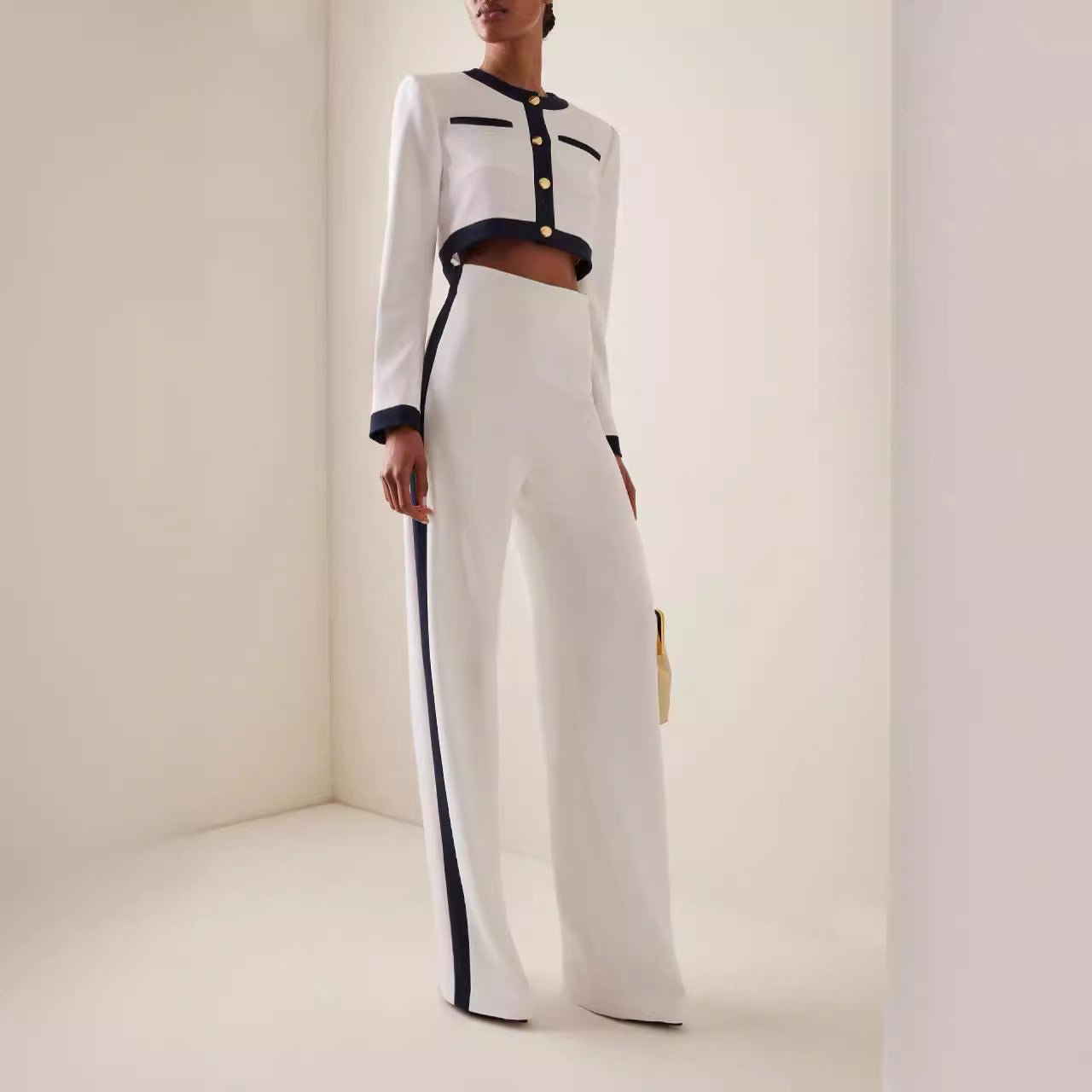 Women's Office Wear Suit Set with Long Sleeve Top and Trousers