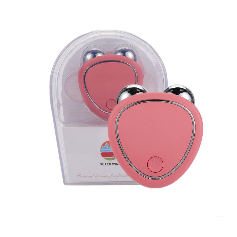 Portable Micro-Current Facial Beauty Instrument with Double Roller Massager for Lifting, Thinning & Reducing Edema