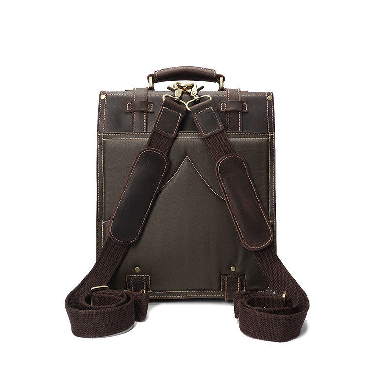 Men's Vintage Crazy Horse Leather Backpack Brown