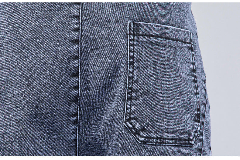 Jeans en denim coupés brodés amples style coréen pour homme