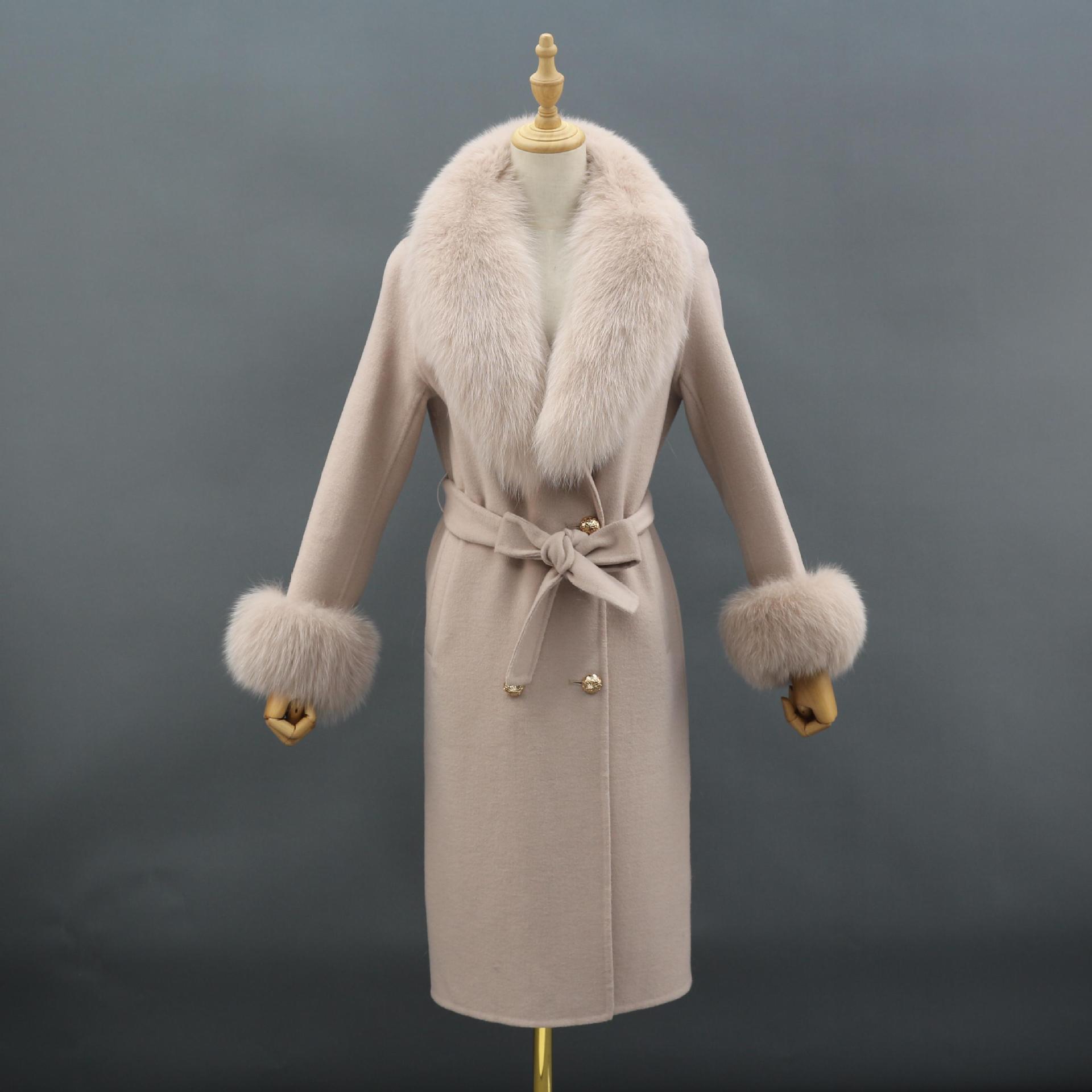 Fox Fur Detachable Collar Double-Sided Green Fruit Coat
