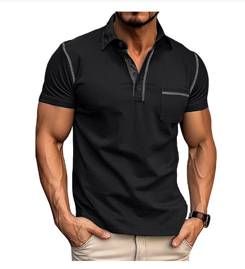 Men's Summer Slim Fit Quick-Dry Short-Sleeve Polo Shirt Navy White Black Khaki Army Green Wine Red
