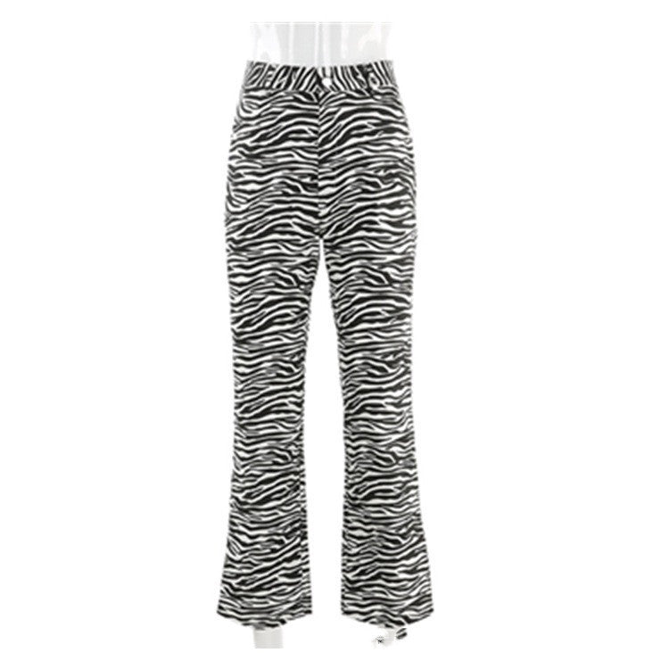 High-Waist Micro-Flap Straight White Street Trousers