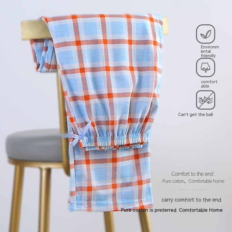 Plaid Casual Loose Home Pants for Men and Women