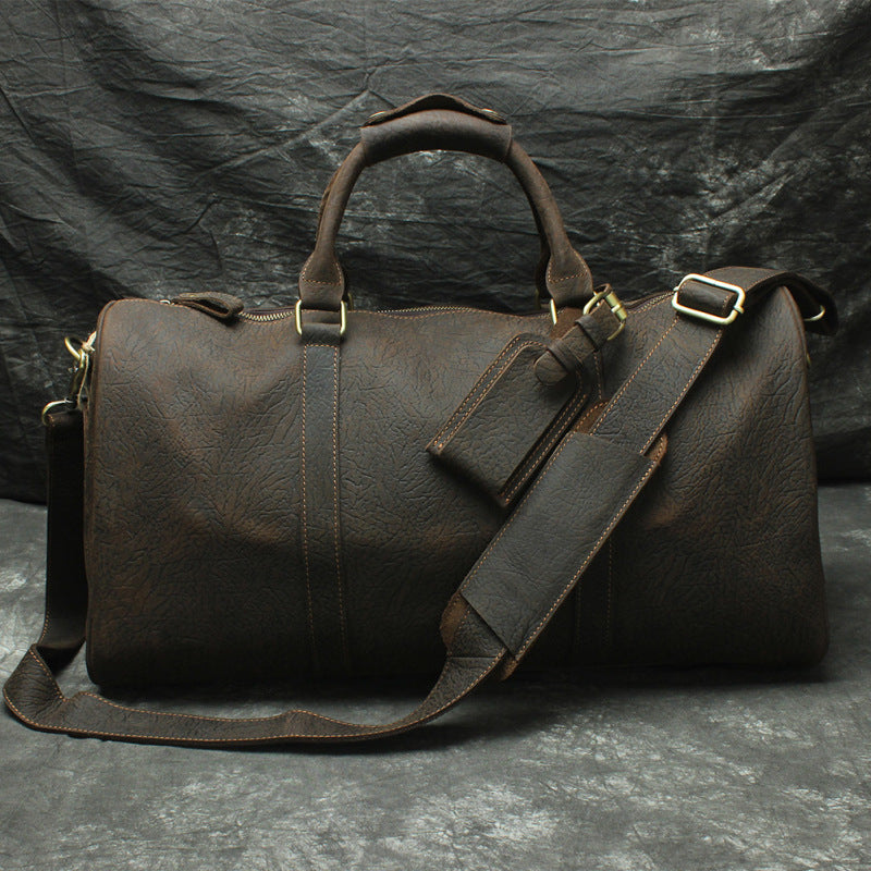 Sac fourre-tout de voyage bandoulière en cuir de vachette vintage pour hommes