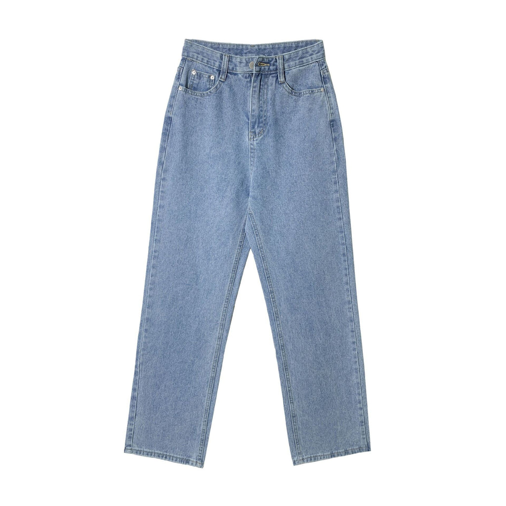 High Waist Light Blue Denim Wide Leg Pants