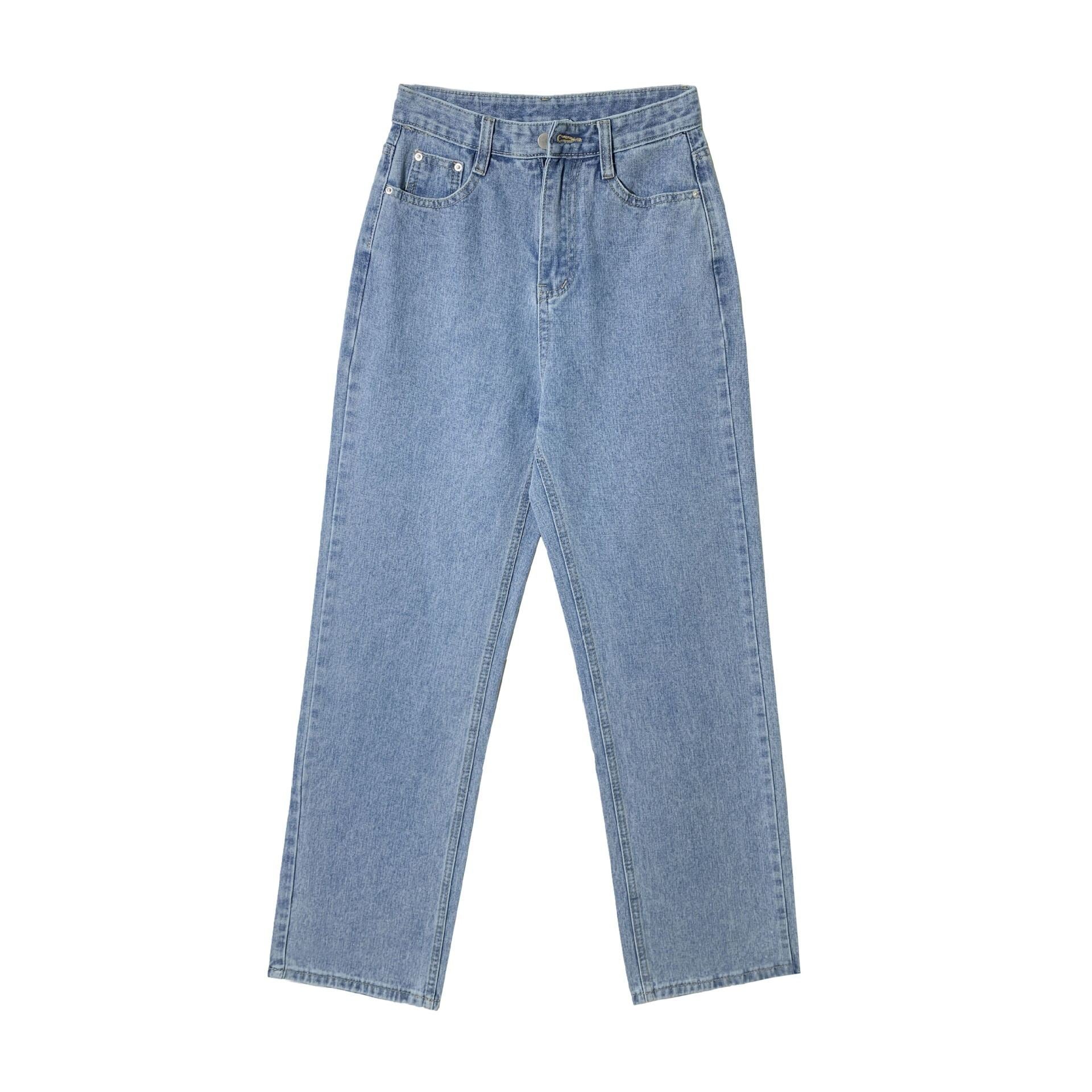 High Waist Light Blue Denim Wide Leg Pants