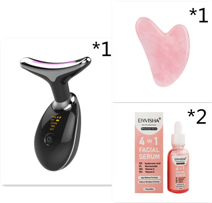 EMS Thermal Neck Lifting & Tightening Massager with Electric Microcurrent & LED Photon Wrinkle Remover for Women