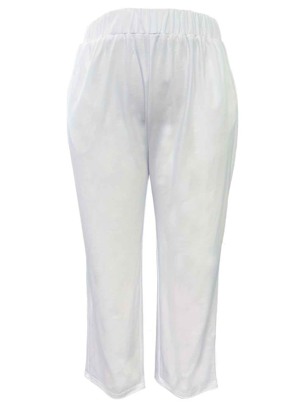 European & American Women's White Polyester Top and Pants Suit, Sizes 1XL-6XL