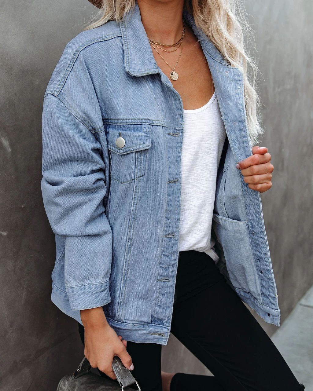Women's Denim Blue Casual Polyester Jacket