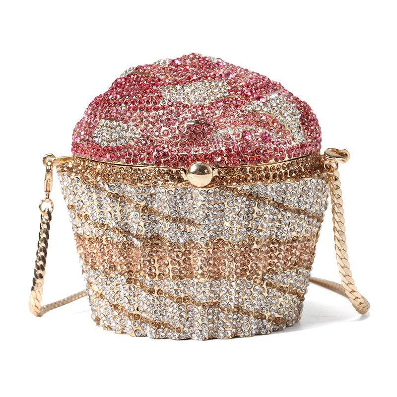 Small Cake-Shaped Full Diamond Cheongsam Hand-Carry Bag