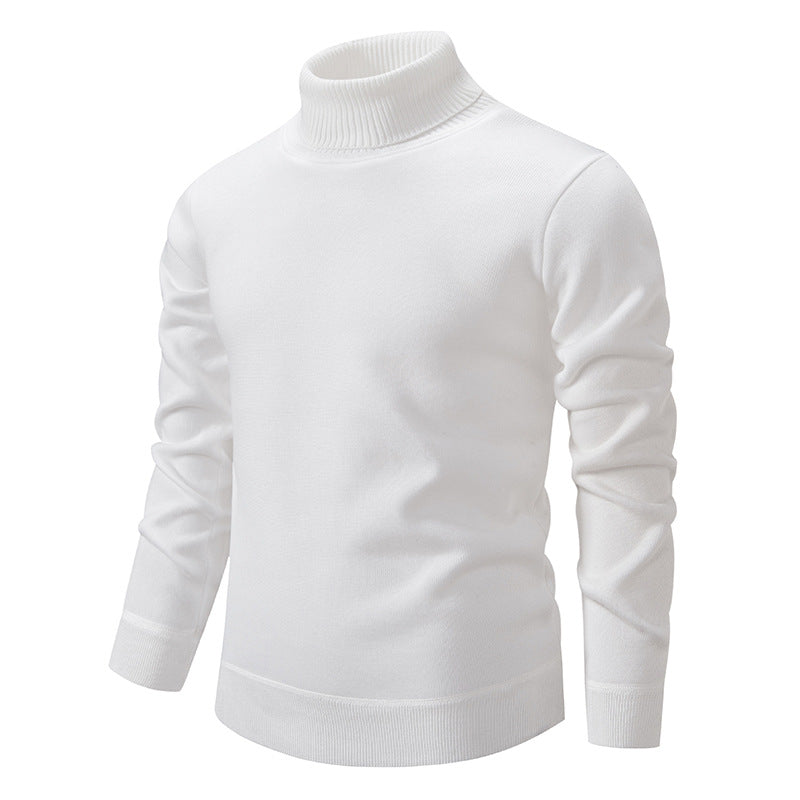 Pull col roulé en maille à manches longues doublé polaire pour homme
