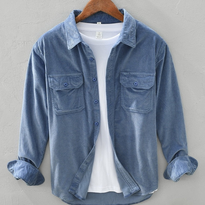 Loose Solid Color Work Shirt Coat for Men