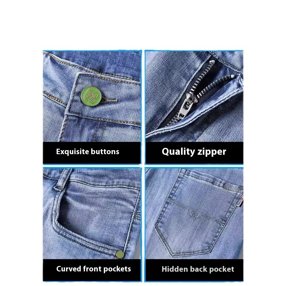 Thin Stretch Denim Tapered Business Casual Trousers