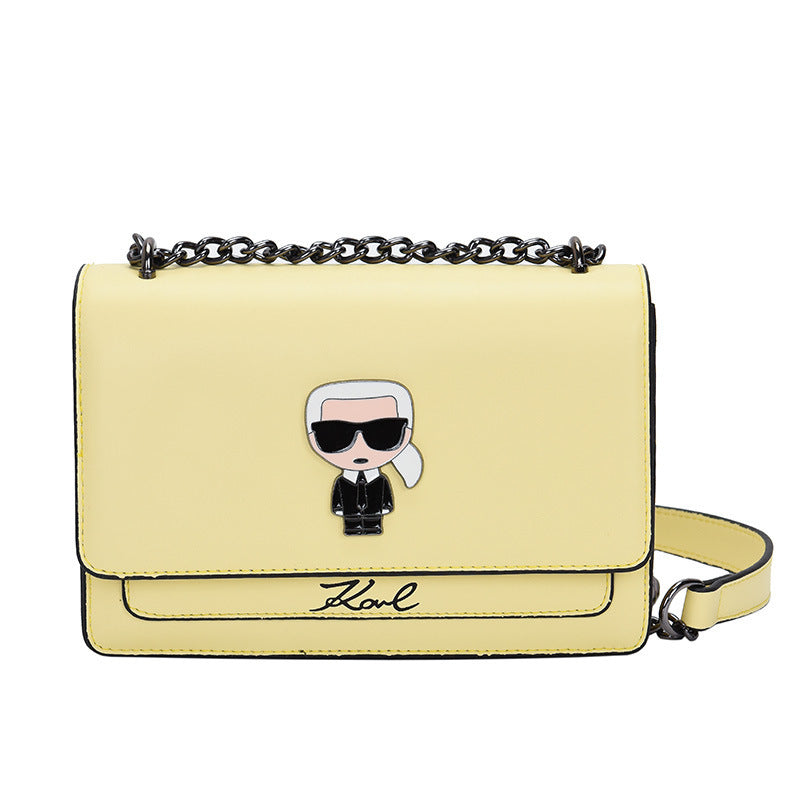 Fashion Chain One-Shoulder Medium Small Square Bag with Lock