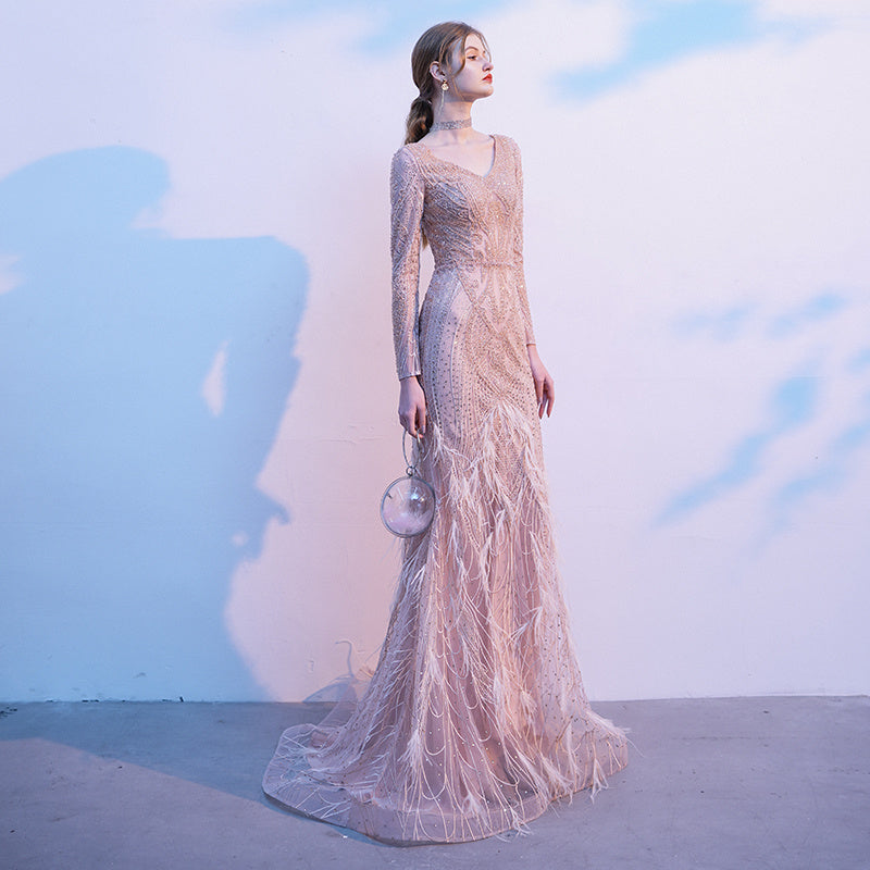 Robe sirène Gold, modèle Presiding