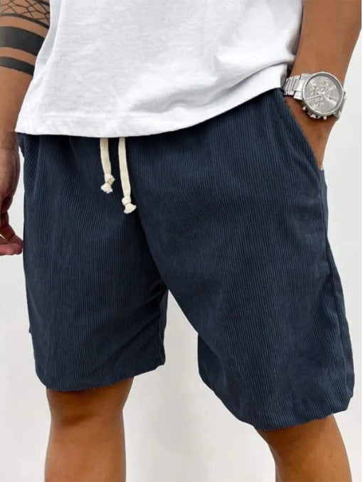 Men's Corduroy Drawstring Shorts with Pockets – Casual Summer Pants