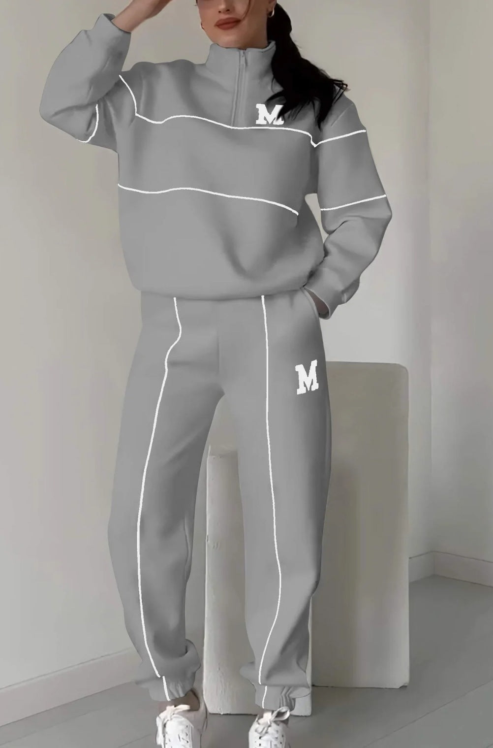 Ensemble survêtement et pantalon de survêtement 2 pièces sans capuche pour femme