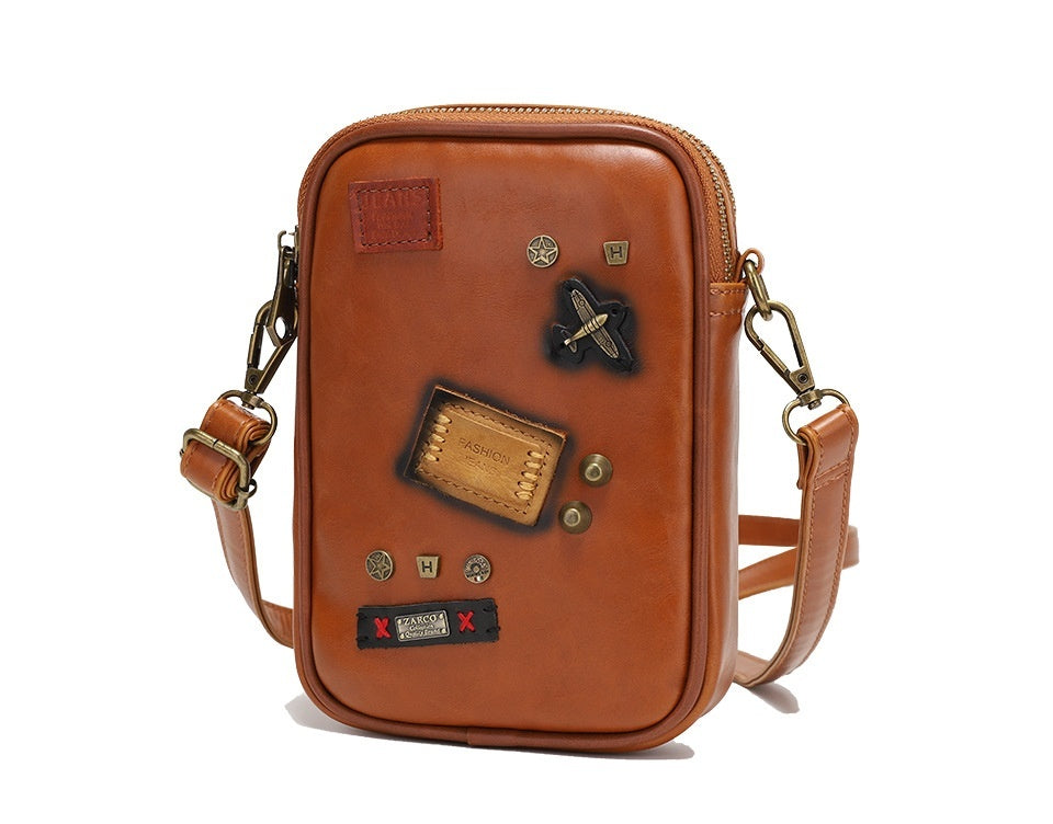 Men's Street Fashion PU Leather Crossbody Phone Bag in Black & Coffee