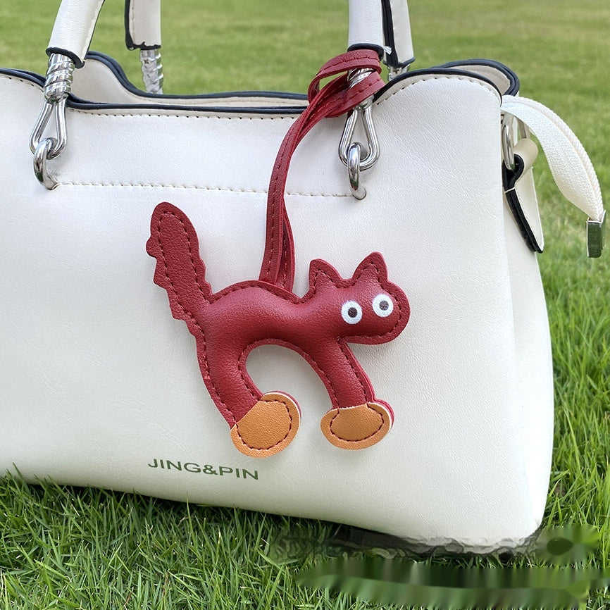 Mini Cat PU Leather Bag Pendant 8.5x9cm