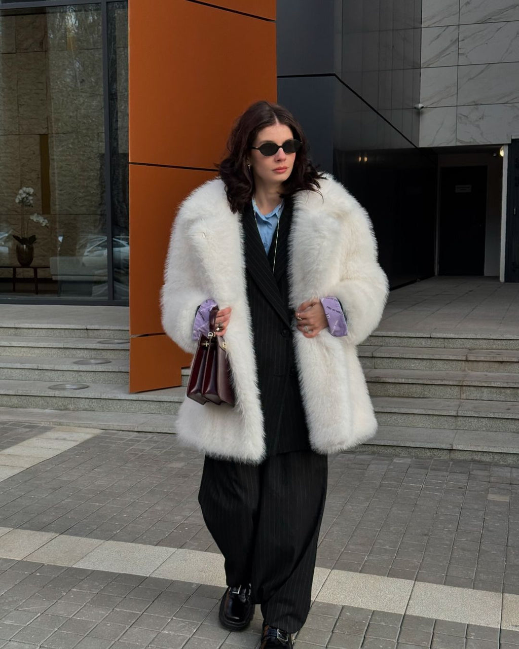 Women’s Thick Artificial Fur Warm Coat with Fur Collar