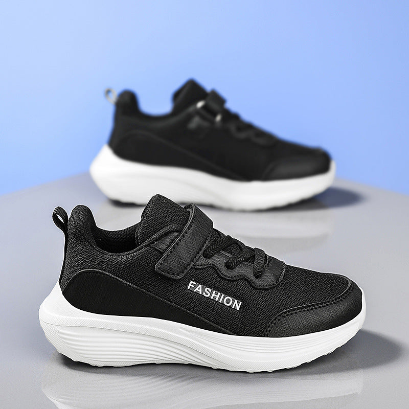 Chaussures de course pour garçons en maille respirante pour terrain dur, noir et blanc, tailles 28-40