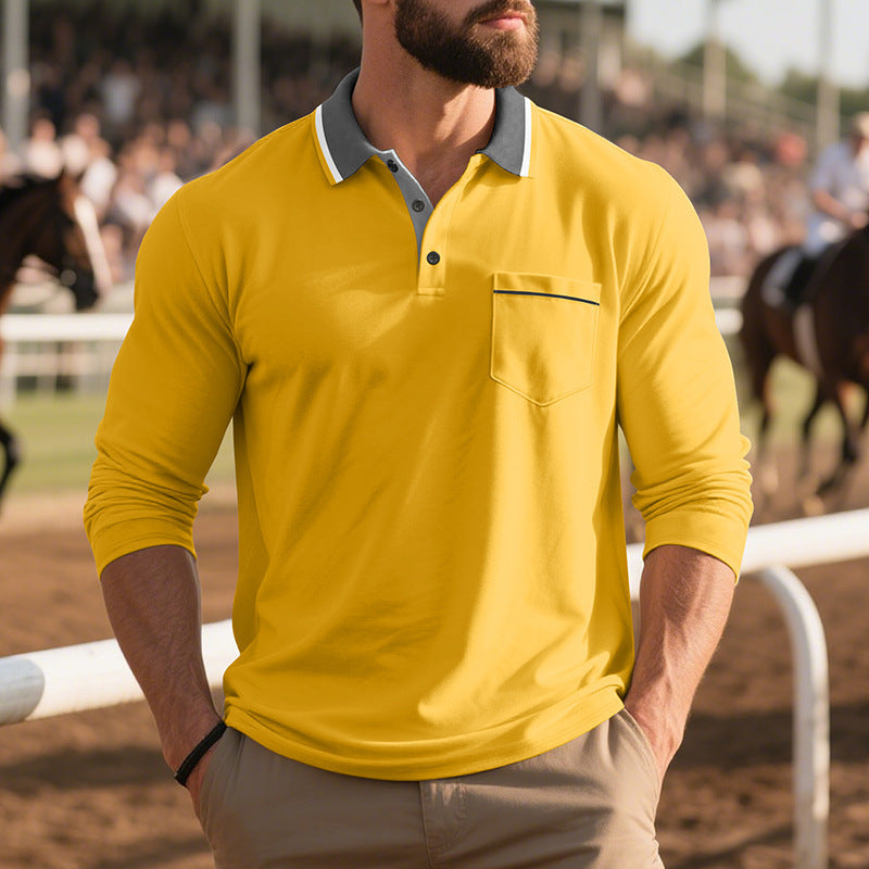 Men's Long-Sleeve Polo Shirt for Spring and Autumn