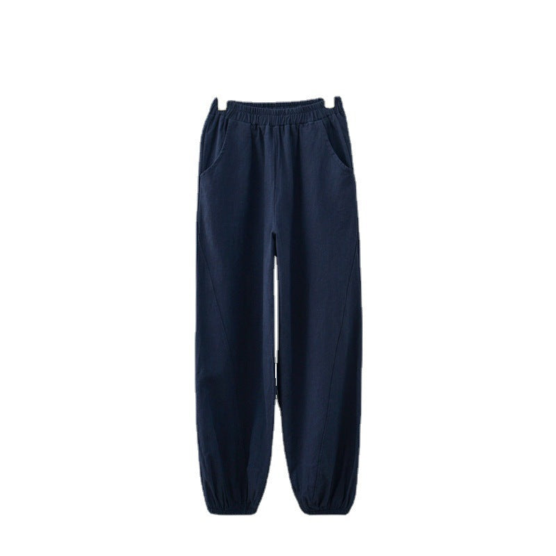 Women's Cotton And Linen Slub Casual Trousers Lantern Yoga Pants