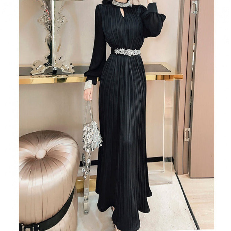 Ladies Black Chiffon Dress with Heavy Beaded Hem